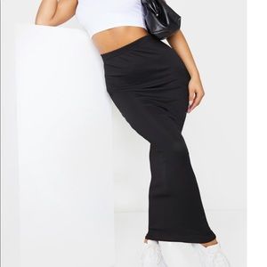 Black rib bodycon midaxi skirt